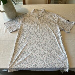 Peter Millar White and Blue Polo Shirt